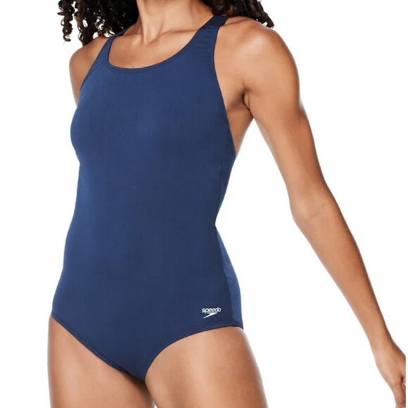 Speedo Women's Solid Ultraback One Piece Swimsuit Navy 6L - Picture 1 of 9